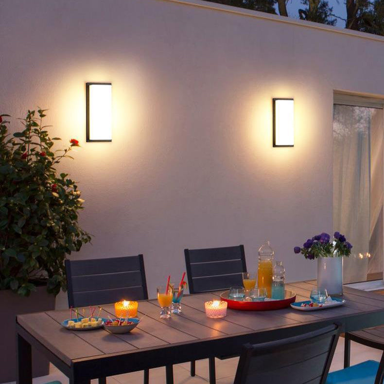 Moderne minimalistische wasserdichte Aluminium-PC-Rechteck-LED-Wandleuchte für Außenbereich Terrasse 