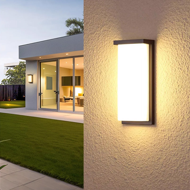 Moderne minimalistische wasserdichte Aluminium-PC-Rechteck-LED-Wandleuchte für Außenbereich Terrasse 