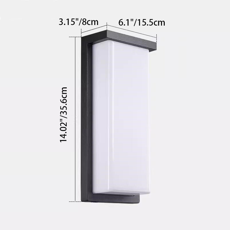 Moderne minimalistische wasserdichte Aluminium-PC-Rechteck-LED-Wandleuchte für Außenbereich Terrasse 