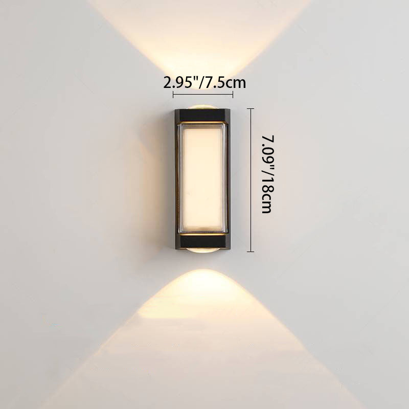 Modern Simplicity Waterproof Aluminum Acrylic Rectangular Cylinder LED Wall Sconce Lamp For Outdoor Patio