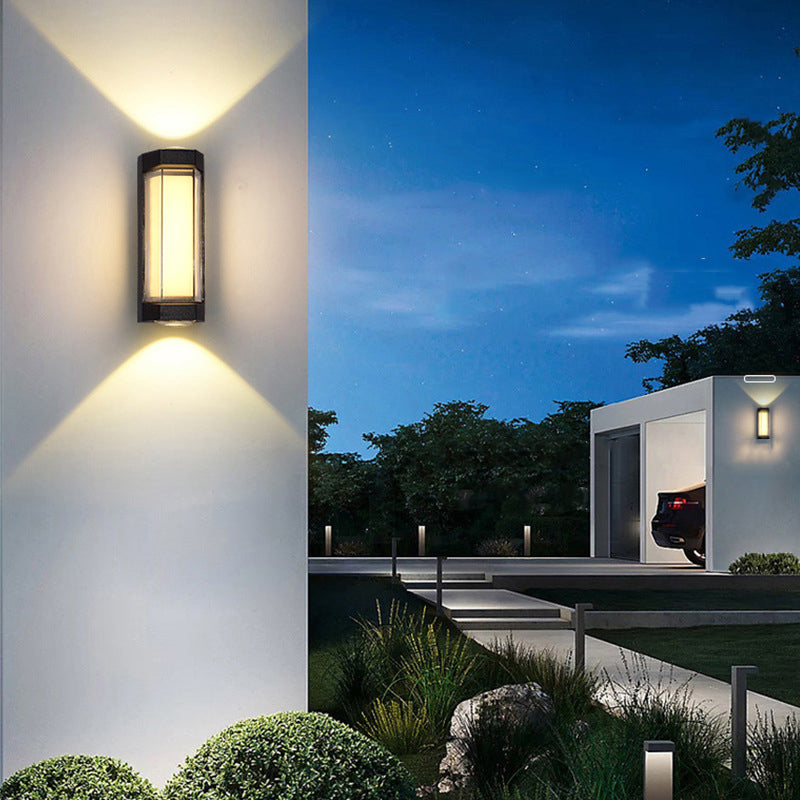 Modern Simplicity Waterproof Aluminum Acrylic Rectangular Cylinder LED Wall Sconce Lamp For Outdoor Patio