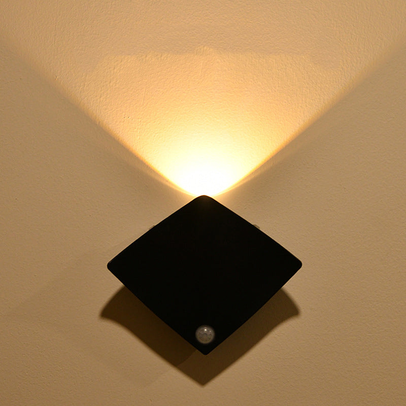 Modern Simplicity Rechargeable Battery Motion Sensor ABS Magnetic Rhombic LED Wall Sconce Lamp For Hallway