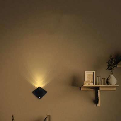 Modern Simplicity Rechargeable Battery Motion Sensor ABS Magnetic Rhombic LED Wall Sconce Lamp For Hallway