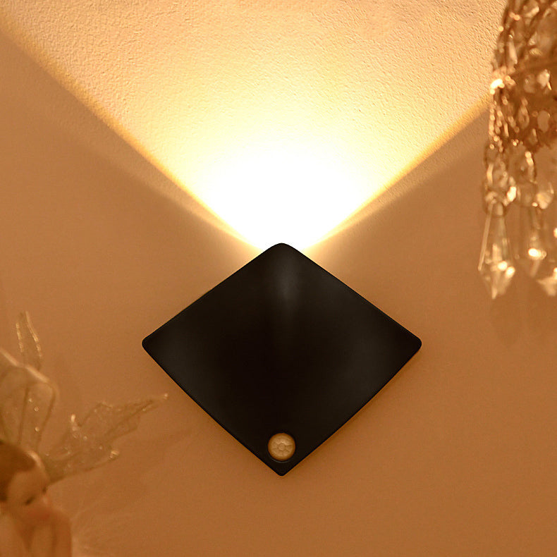 Modern Simplicity Rechargeable Battery Motion Sensor ABS Magnetic Rhombic LED Wall Sconce Lamp For Hallway