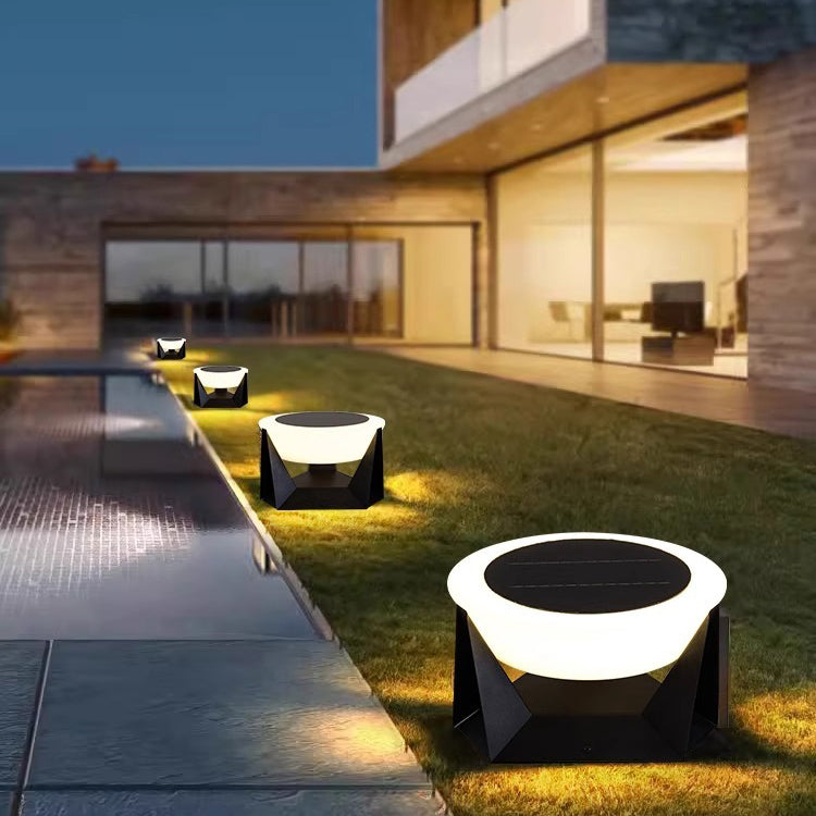 Modern Simplicity Solar Waterproof Stainless Steel PC Round LED Landscape Lighting Outdoor Light For Outdoor Patio