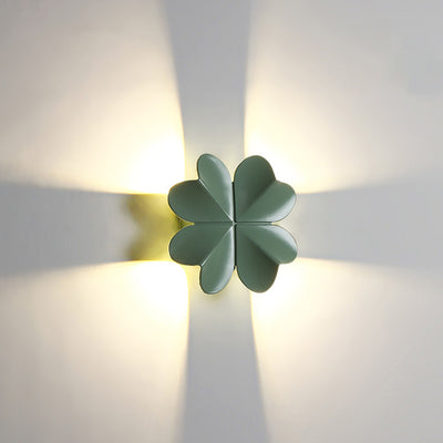 Contemporary Creative Waterproof Aluminum Four-Leaf Clover LED Wall Sconce Lamp For Outdoor Patio