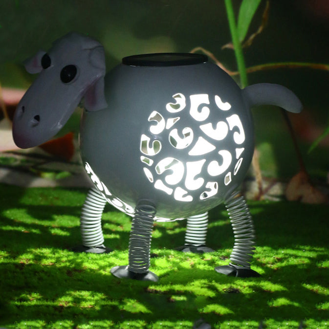 Contemporary Creative Solar Waterproof Iron Simulated Sheep Hollowed LED Landscape Lighting Outdoor Light For Garden