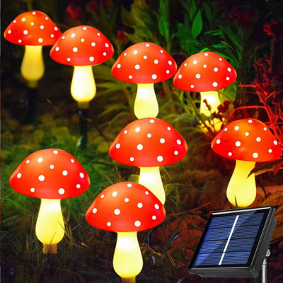 Modern Art Deco Solar Waterproof ABS Mushroom Decoration LED String Lights Outdoor Light For Garden