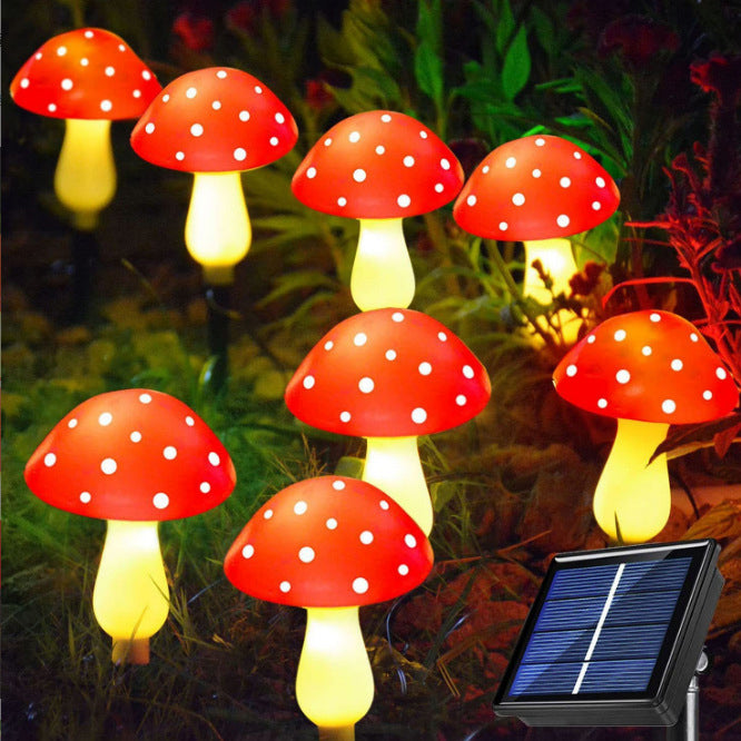 Modern Art Deco Solar Waterproof ABS Mushroom Decoration LED String Lights Outdoor Light For Garden