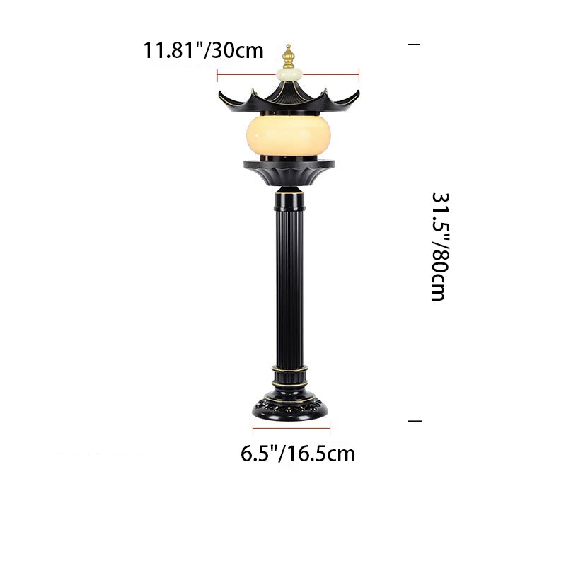 Traditional Chinese Waterproof Aluminum Imitation Marble Pointed Lantern 1-Light Landscape Lighting Outdoor Light For Garden