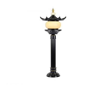 Traditional Chinese Waterproof Aluminum Imitation Marble Pointed Lantern 1-Light Landscape Lighting Outdoor Light For Garden