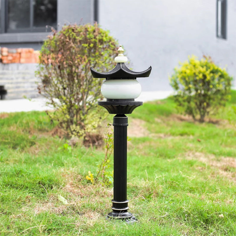 Traditional Chinese Waterproof Aluminum Imitation Marble Pointed Lantern 1-Light Landscape Lighting Outdoor Light For Garden