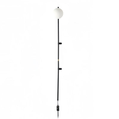 Modern Minimalist Ball Hardware Glass Ball Long Pole 1-Light Wall Sconce Lamp For Bedside