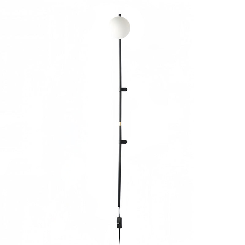 Modern Minimalist Ball Hardware Glass Ball Long Pole 1-Light Wall Sconce Lamp For Bedside