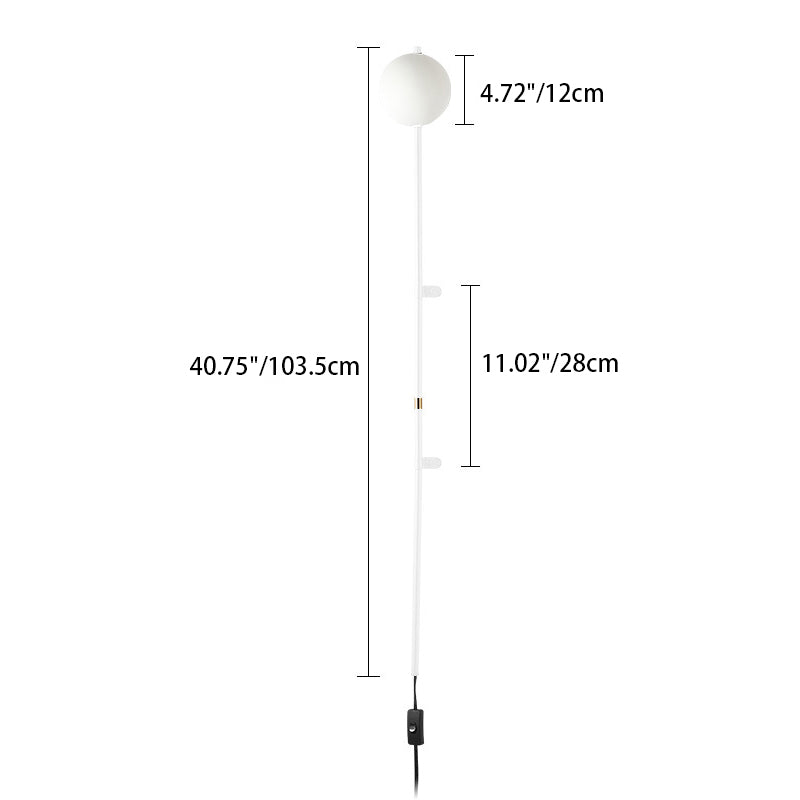 Modern Minimalist Ball Hardware Glass Ball Long Pole 1-Light Wall Sconce Lamp For Bedside