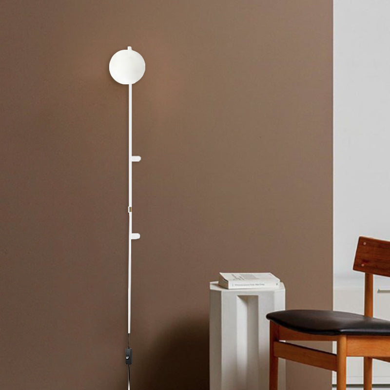 Modern Minimalist Ball Hardware Glass Ball Long Pole 1-Light Wall Sconce Lamp For Bedside