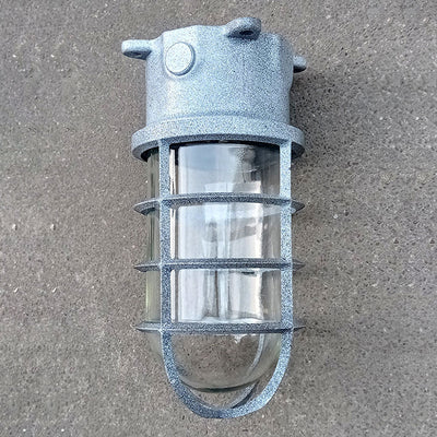 Contemporary Industrial Waterproof Aluminum Alloy Glass Cylinder Cage 1-Light Semi-Flush Mount Ceiling Light For Outdoor Patio