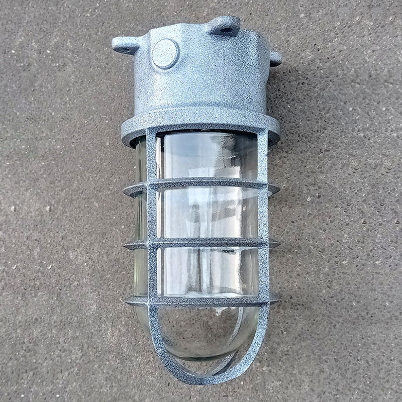 Contemporary Industrial Waterproof Aluminum Alloy Glass Cylinder Cage 1-Light Semi-Flush Mount Ceiling Light For Outdoor Patio