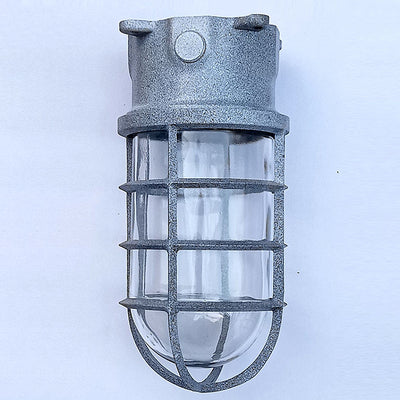 Contemporary Industrial Waterproof Aluminum Alloy Glass Cylinder Cage 1-Light Semi-Flush Mount Ceiling Light For Outdoor Patio