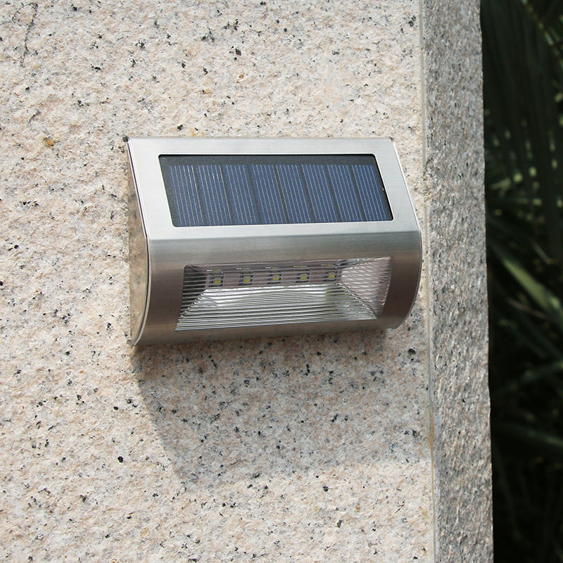 Modern Simplicity Solar Waterproof Stainless Steel PC Rectangular LED Wall Sconce Lamp For Outdoor Patio