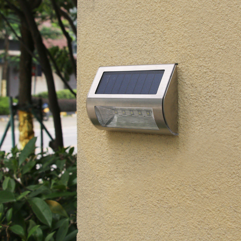 Modern Simplicity Solar Waterproof Stainless Steel PC Rectangular LED Wall Sconce Lamp For Outdoor Patio