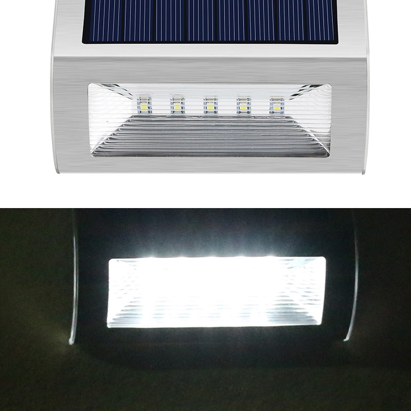 Modern Simplicity Solar Waterproof Stainless Steel PC Rectangular LED Wall Sconce Lamp For Outdoor Patio