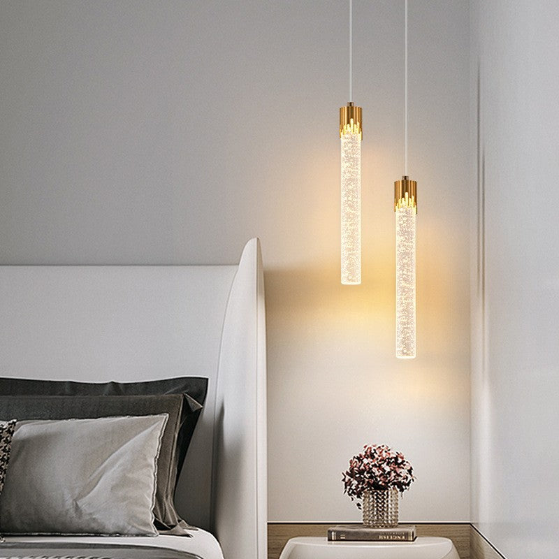 Modern Simplicity Iron Crystal Strip Air Bubble LED Pendant Light For Bedside