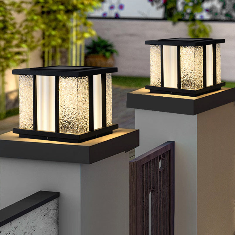 Modern Simplicity Solar Waterproof Stainless Steel Acrylic Cube Crackle LED Landscape Lighting Outdoor Light For Garden