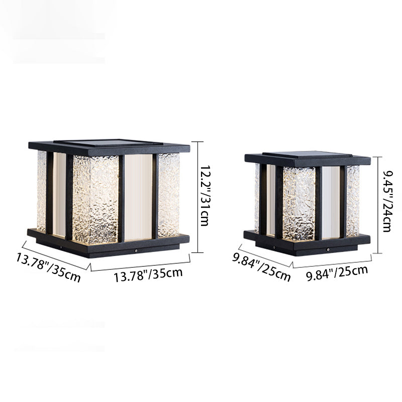 Modern Simplicity Solar Waterproof Stainless Steel Acrylic Cube Crackle LED Landscape Lighting Outdoor Light For Garden