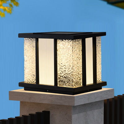 Modern Simplicity Solar Waterproof Stainless Steel Acrylic Cube Crackle LED Landscape Lighting Outdoor Light For Garden