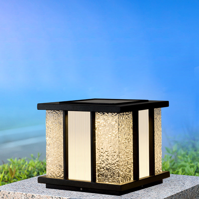 Modern Simplicity Solar Waterproof Stainless Steel Acrylic Cube Crackle LED Landscape Lighting Outdoor Light For Garden