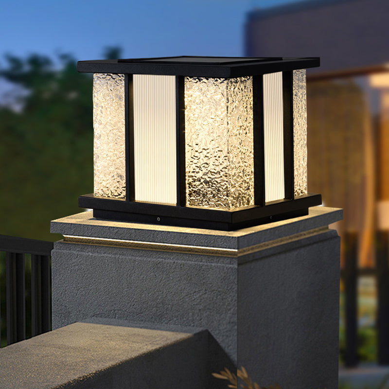 Modern Simplicity Solar Waterproof Stainless Steel Acrylic Cube Crackle LED Landscape Lighting Outdoor Light For Garden