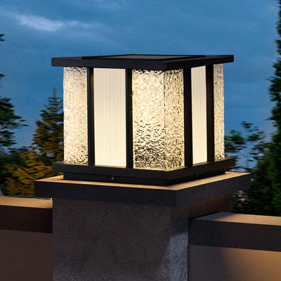 Modern Simplicity Solar Waterproof Stainless Steel Acrylic Cube Crackle LED Landscape Lighting Outdoor Light For Garden