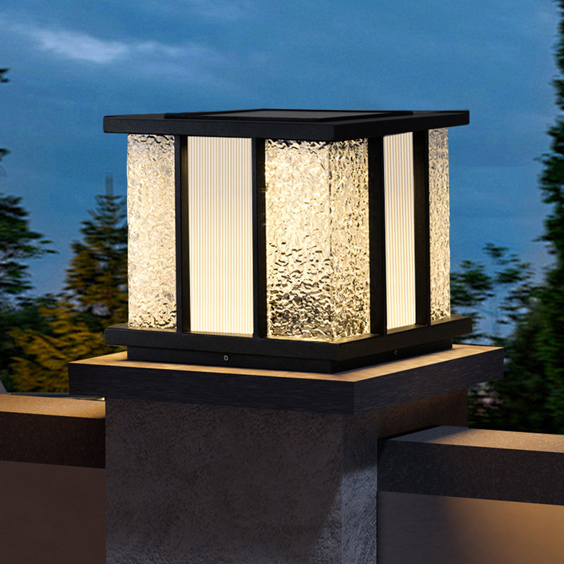 Modern Simplicity Solar Waterproof Stainless Steel Acrylic Cube Crackle LED Landscape Lighting Outdoor Light For Garden