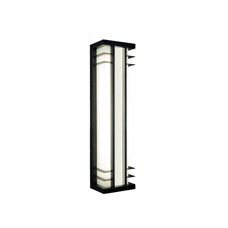 Traditional Chinese Solar Waterproof Stainless Steel Acrylic Rectangular Motion Sensor LED Wall Sconce Lamp For Outdoor Patio