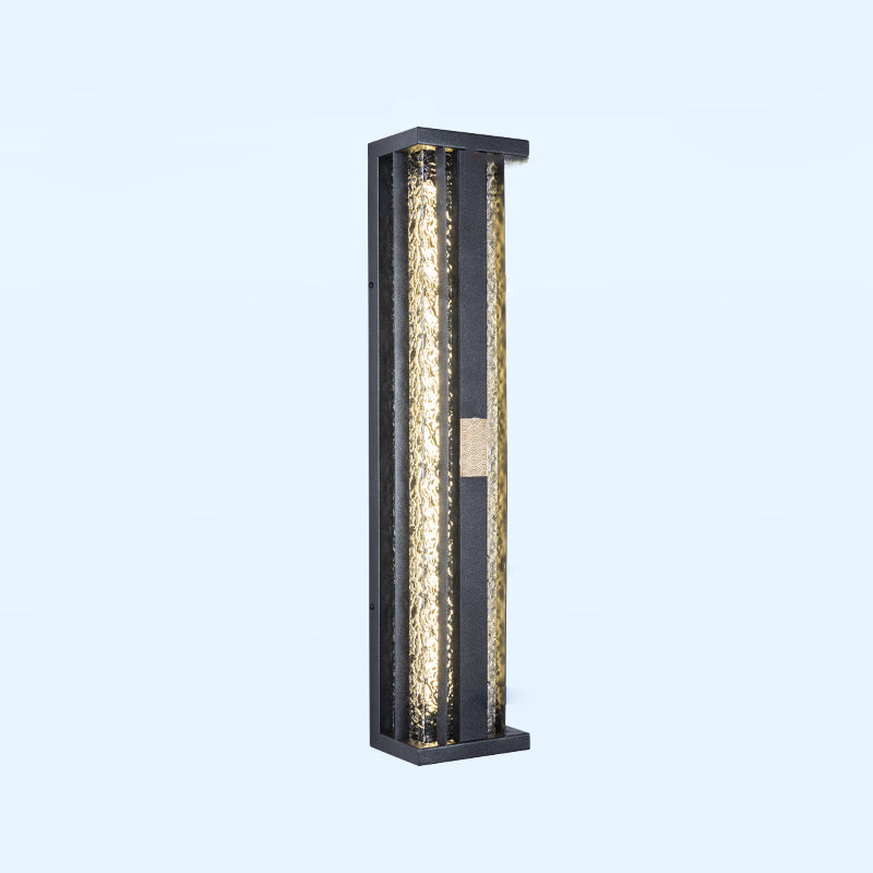 Traditional Luxury Solar Waterproof Stainless Steel Acrylic Copper Rectangular Ripple Motion Sensor LED Wall Sconce Lamp For Outdoor Patio