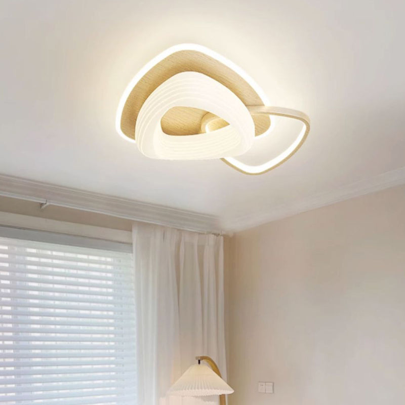 Contemporary Nordic Hardware PE Flower Triangle Round LED Flush Mount Ceiling Light For Bedroom