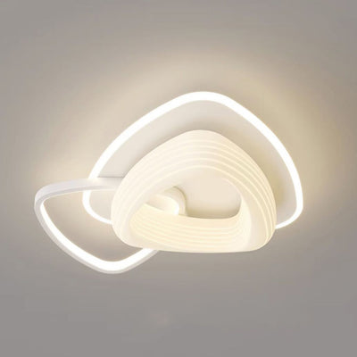 Contemporary Nordic Hardware PE Flower Triangle Round LED Flush Mount Ceiling Light For Bedroom