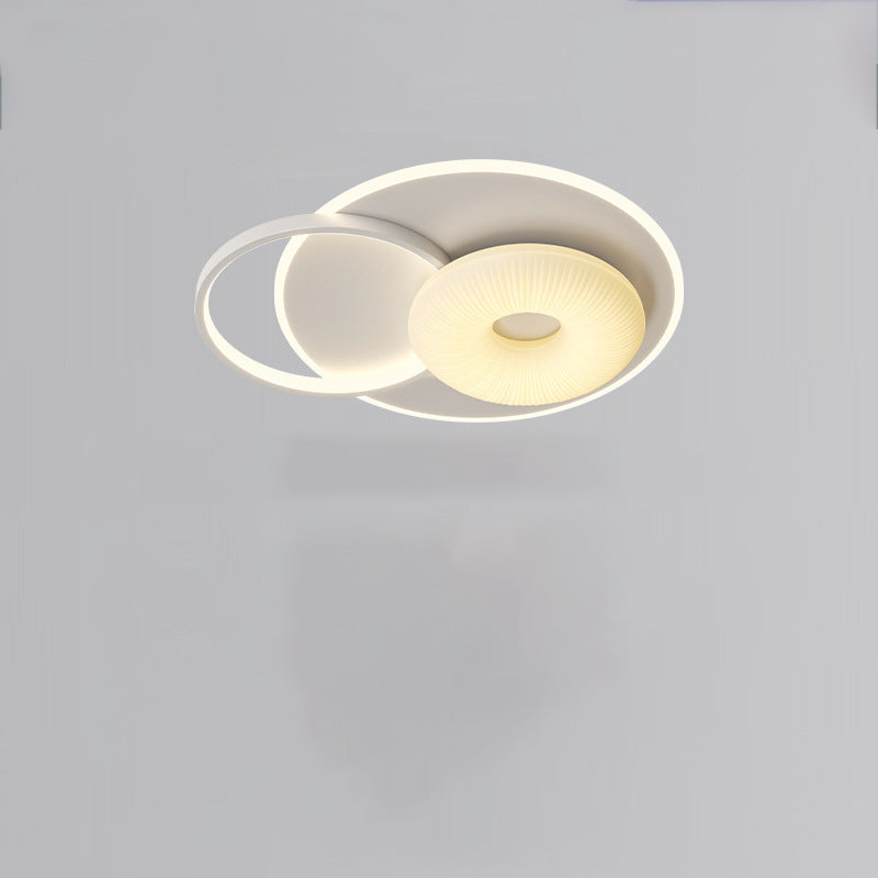 Contemporary Nordic Hardware PE Flower Triangle Round LED Flush Mount Ceiling Light For Bedroom