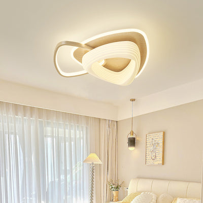 Contemporary Nordic Hardware PE Flower Triangle Round LED Flush Mount Ceiling Light For Bedroom