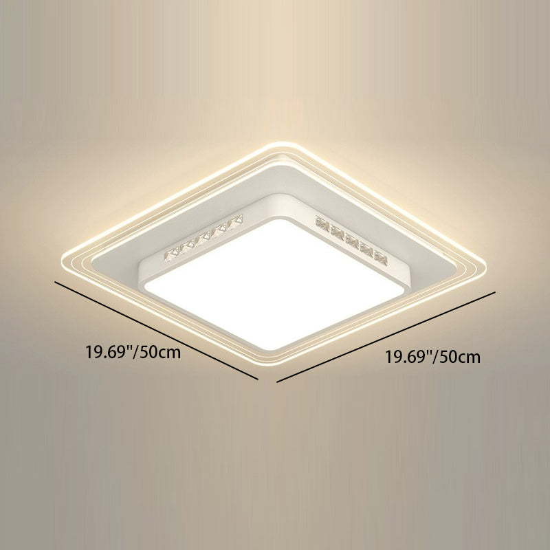 Modern Simplicity Hardware Acrylic Rectangular Square Round Striped LED Flush Mount Ceiling Light For Living Room