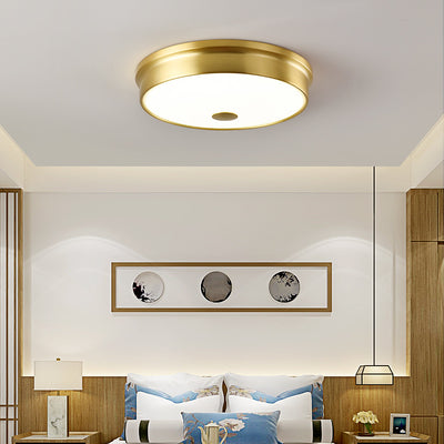 Modern Mid-century Iron Glass Round LED Flush Mount Ceiling Light For Bedroom