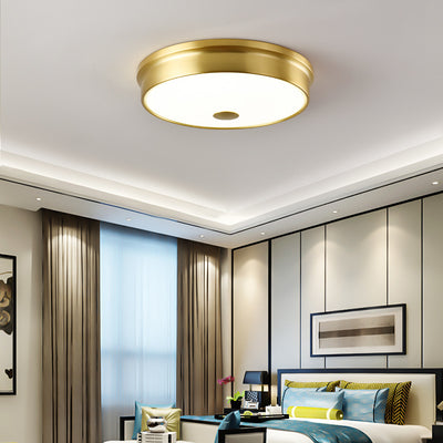 Modern Mid-century Iron Glass Round LED Flush Mount Ceiling Light For Bedroom