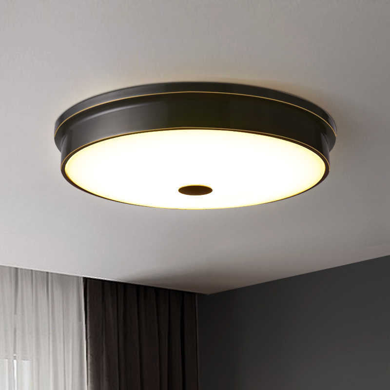 Modern Mid-century Iron Glass Round LED Flush Mount Ceiling Light For Bedroom