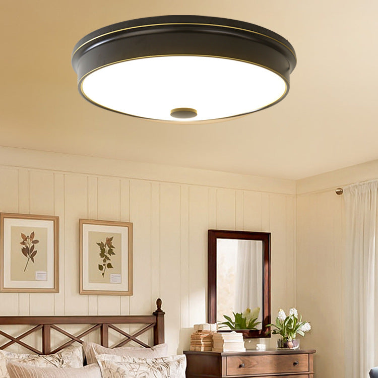 Modern Mid-century Iron Glass Round LED Flush Mount Ceiling Light For Bedroom