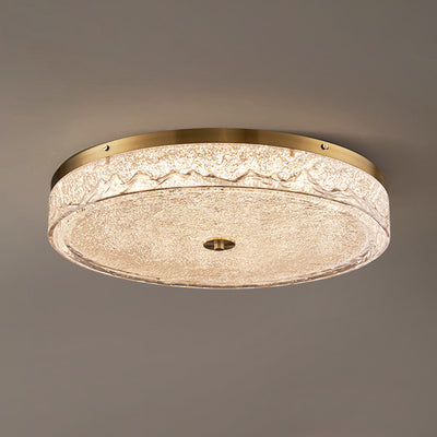 Contemporary Scandinavian Stainless Steel Iron Resin Round Crackle LED Flush Mount Ceiling Light For Bedroom