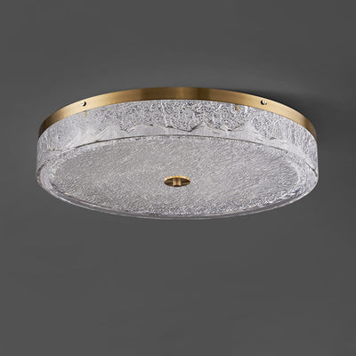 Contemporary Scandinavian Stainless Steel Iron Resin Round Crackle LED Flush Mount Ceiling Light For Bedroom