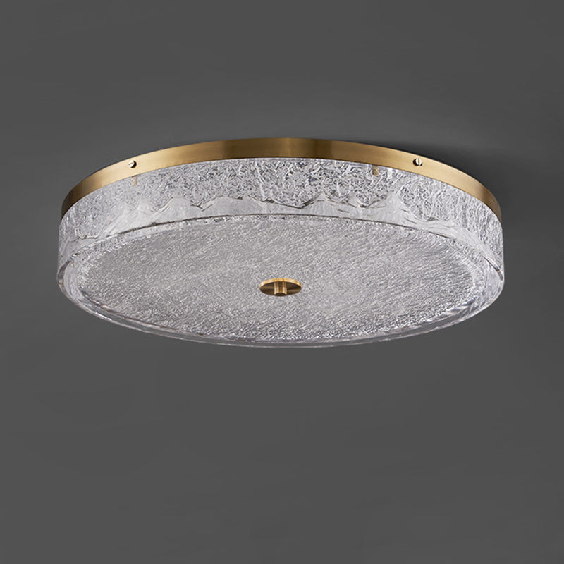 Contemporary Scandinavian Stainless Steel Iron Resin Round Crackle LED Flush Mount Ceiling Light For Bedroom