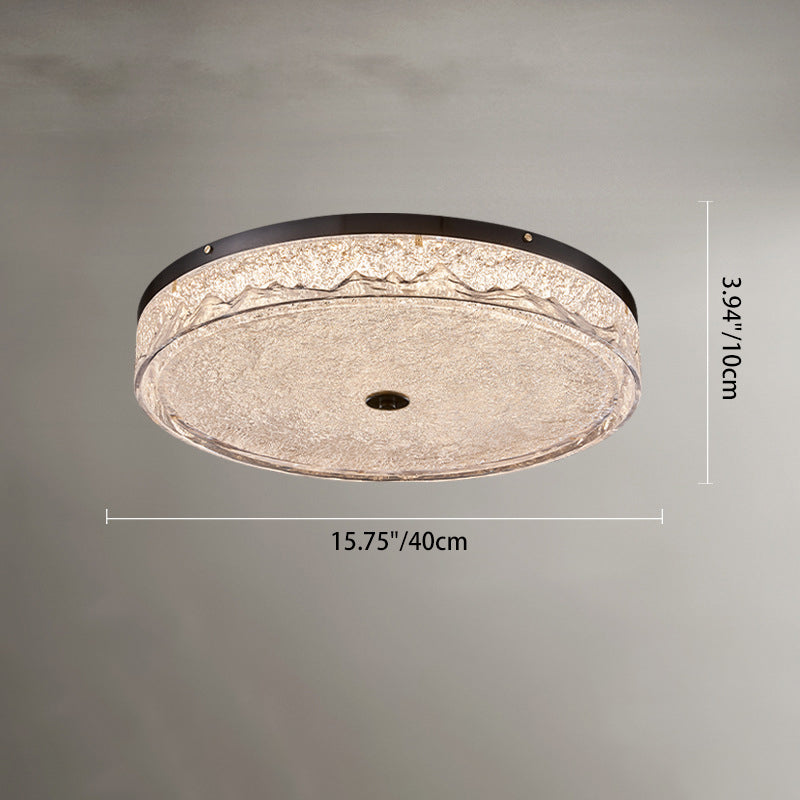 Contemporary Scandinavian Stainless Steel Iron Resin Round Crackle LED Flush Mount Ceiling Light For Bedroom