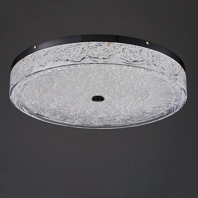 Contemporary Scandinavian Stainless Steel Iron Resin Round Crackle LED Flush Mount Ceiling Light For Bedroom